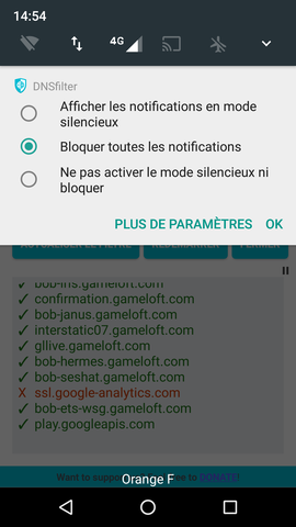 Bloquer les notifications de DNSFilter