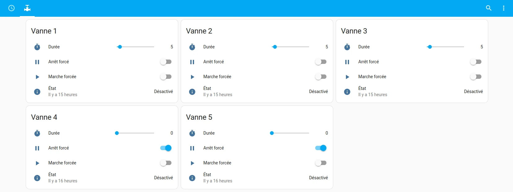 Contrôle des vannes sous HomeAssistant